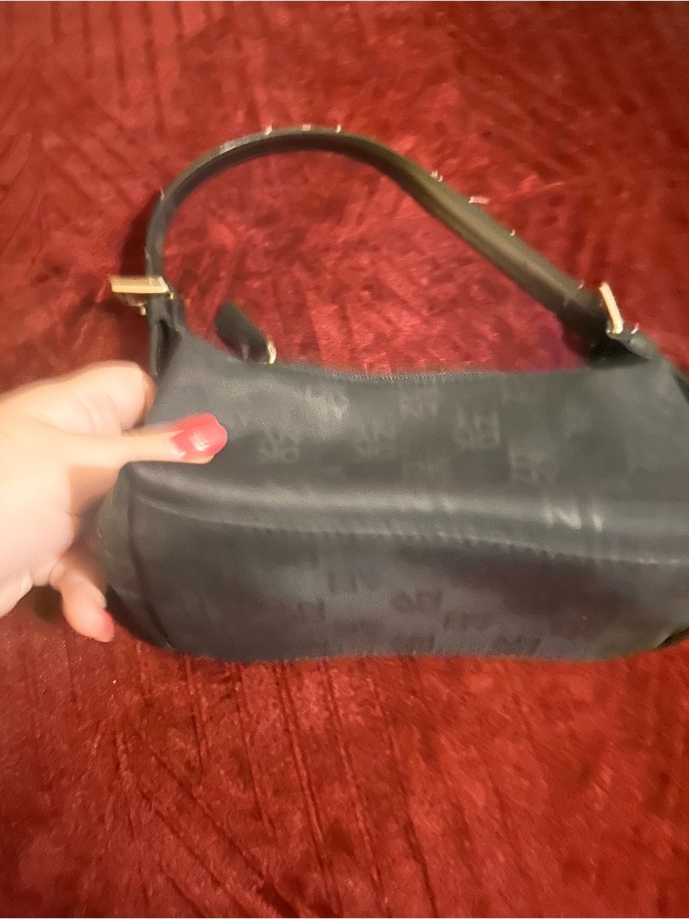 DKNY Black Shoulder Bag with Subtle Logo Monogram